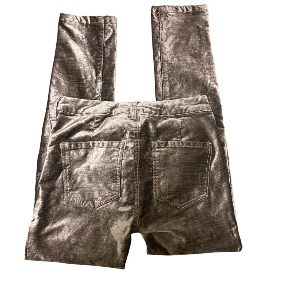 FREE PEOPLE Cyndi High Rise Stretch Velvet Pants Size 25 Mulberry Boho Party Fun